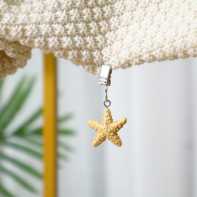TwoFish Home Set of 4 Yellow Starfish Resin Tablecloth Weights Clips Yellow - Image 2