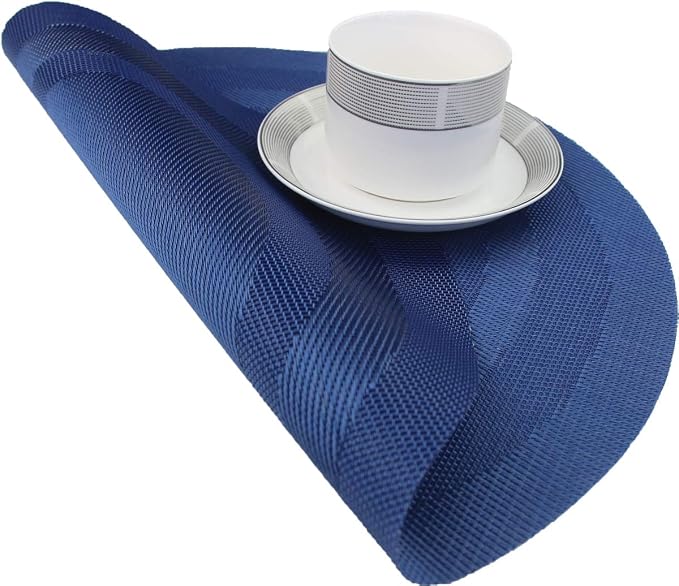 Round Placemat Set of 6 Heat Resistant Vinyl Washable Kitchen 15 inch Placemats - Image 4