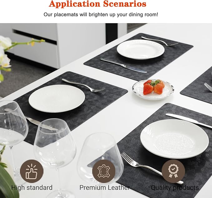 Vinyl Placemats Set of 12 Heat Resistant Easy Clean Non-Slip Place Mats - Image 2