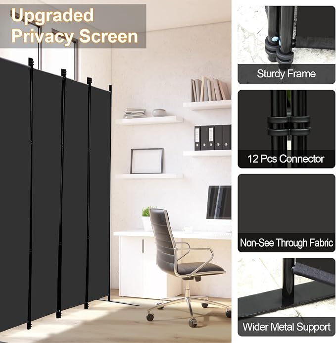 MAYOLIAH 6 Panel Folding Privacy Screen 9ft Wide, 6ft Tall Partition Room - Image 3