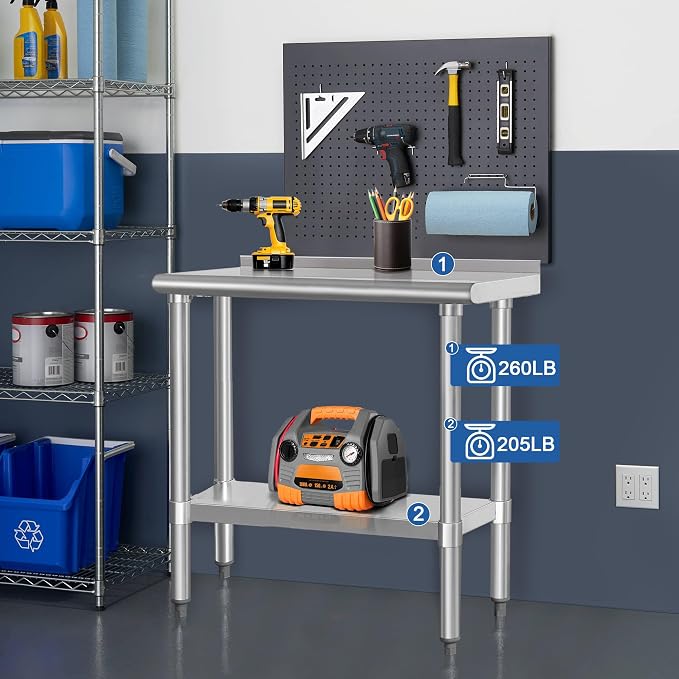 HARDURA Stainless Steel Commercial Work Table Prep Work Metal Table 14×30 Inches - Image 3