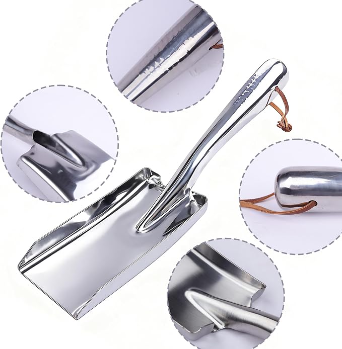 Metal Garden Ash Shovel, Stainless Steel, Compact Size, - Image 2
