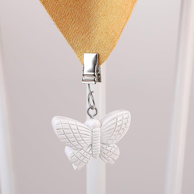 TwoFish Home Set of 4 White Butterfly Resin Tablecloth Weights Clips White - Image 5