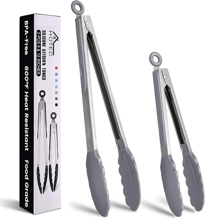 HOTEC Premium Stainless Steel Locking Kitchen Tongs by Hotec
