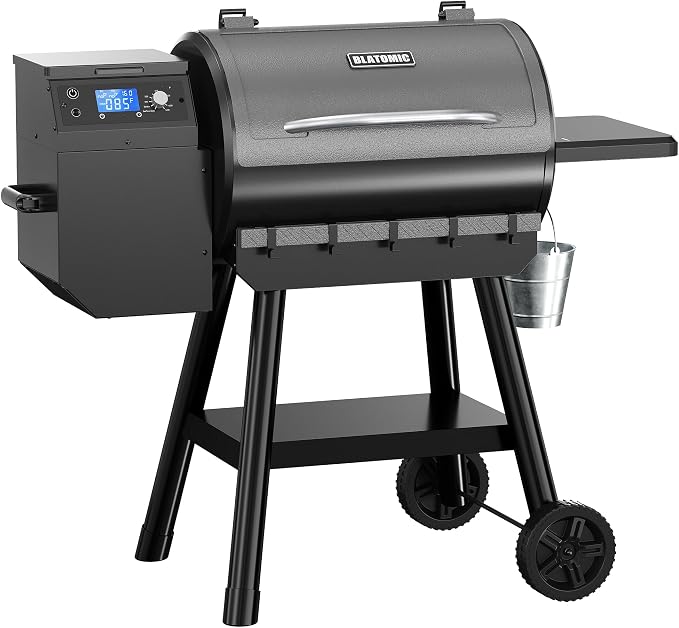 LCD Control Wood Pellet Smoker Grill, 456 SQ. IN Cook Area, Pellet Grill by Blatomic