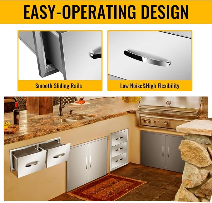 Outdoor Kitchen Drawers, Box Frame Style Flush Mount BBQ Drawer w/Stainless - Image 7