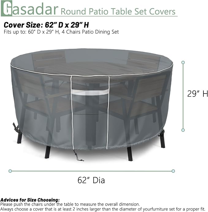 Gasadar Round Outdoor Furniture Cover Waterproof, Round Patio Furniture Covers - Image 2