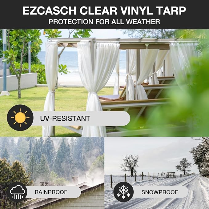 Clear Tarp 8' x 10', 15 Oz Clear Vinyl PVC Tarp Waterproof Tarpaulin 100% - Image 6