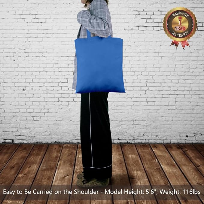 TOPDesign 12-Pack Economical 16"x15" Ocean Blue Cotton Tote Bags, Lightweight - Image 2
