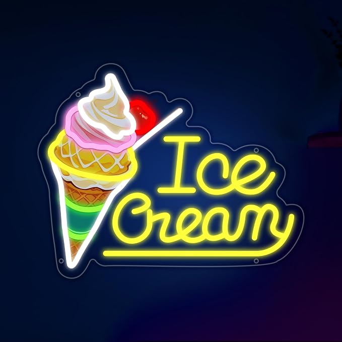 Ice Cream Neon Sign for Wall Decor, Ice Cream Led Signs, Dimmable USB Powered - Image 7