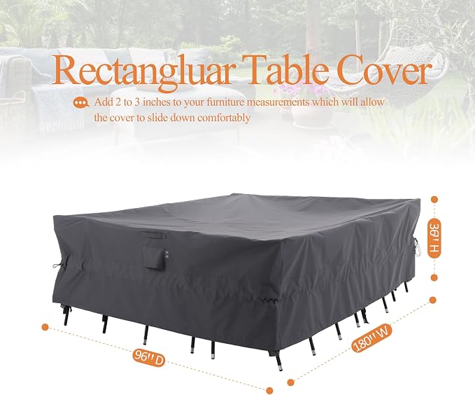 WJ-X3 Extra Large Patio Furniture Set Covers Waterproof, Outdoor Table Cover - Image 8