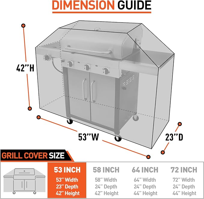 Arcedo BBQ Grill Cover 53 Inch, Heavy Duty Waterproof Outdoor Gas Grill Cover - Image 2