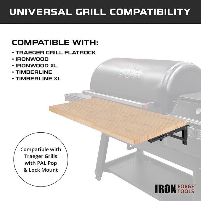 Iron Forge Tools 34x12 Wood Folding Grill Shelf Accessory - Image 3