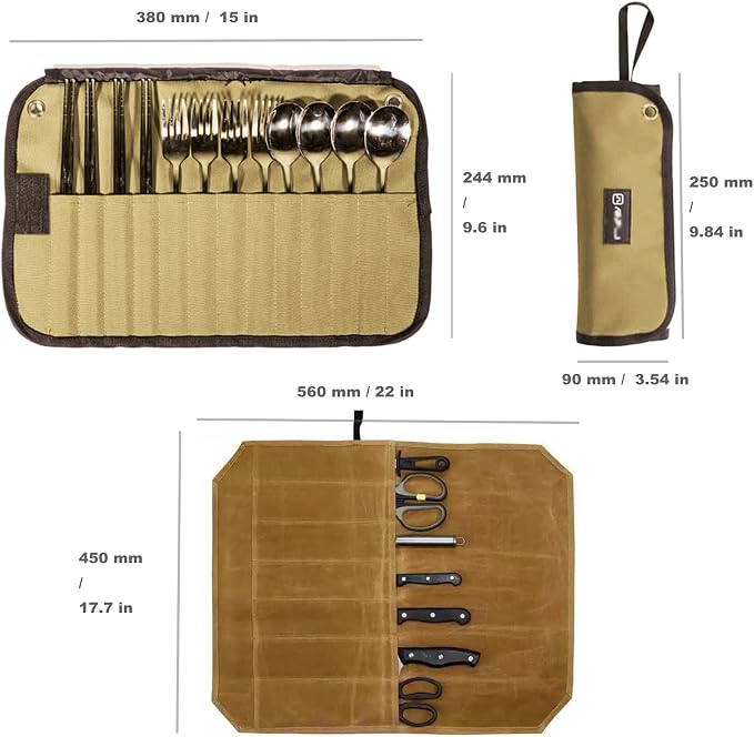 2pcs Camping Utensil Bag, Knife Roll Bag, Portable Knives Pouch, Canvas Roll Up - Image 6