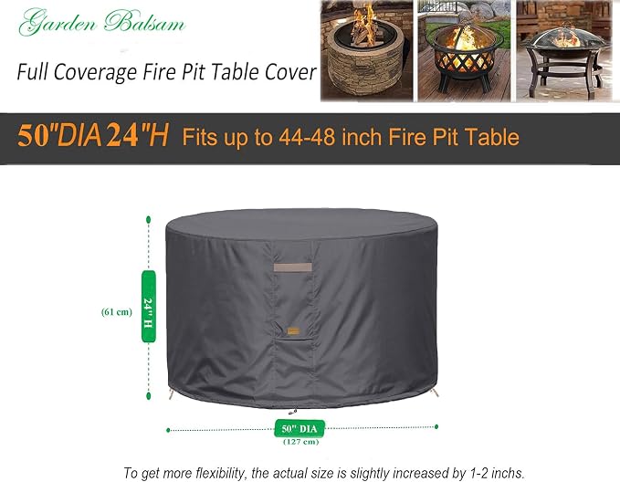 Fire Pit Cover 600D Heavy Duty Waterproof Fabric - Image 2