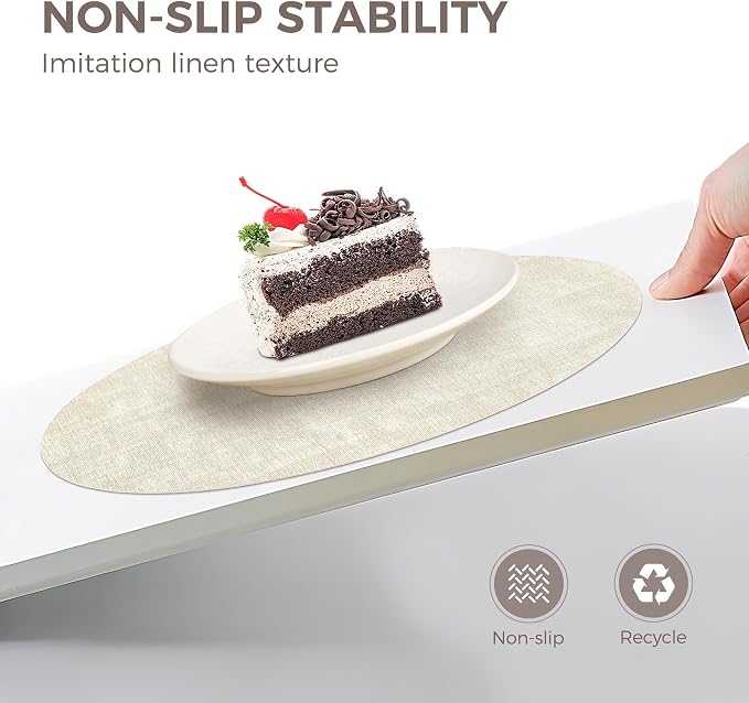 13" Round Placemats Set of 4, NCUE Dual-Sided Faux Leather Heat Resistant Table - Image 3