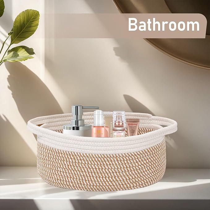 Woven Basket, Small Rope Storage Bin - Image 8