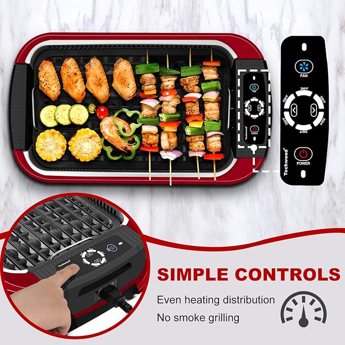 Indoor Smokeless Grill, Techwood 1500W Electric Indoor Grill - Image 4