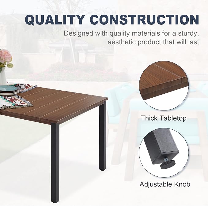 VICLLAX Outdoor Dining Table for 6, 63 Inch Rectangle Patio Dining Table for - Image 4