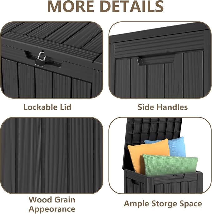 EasyUp 28 Gallon Outdoor Storage Box, Resin Waterproof UV-Resistant Deck Box - Image 6