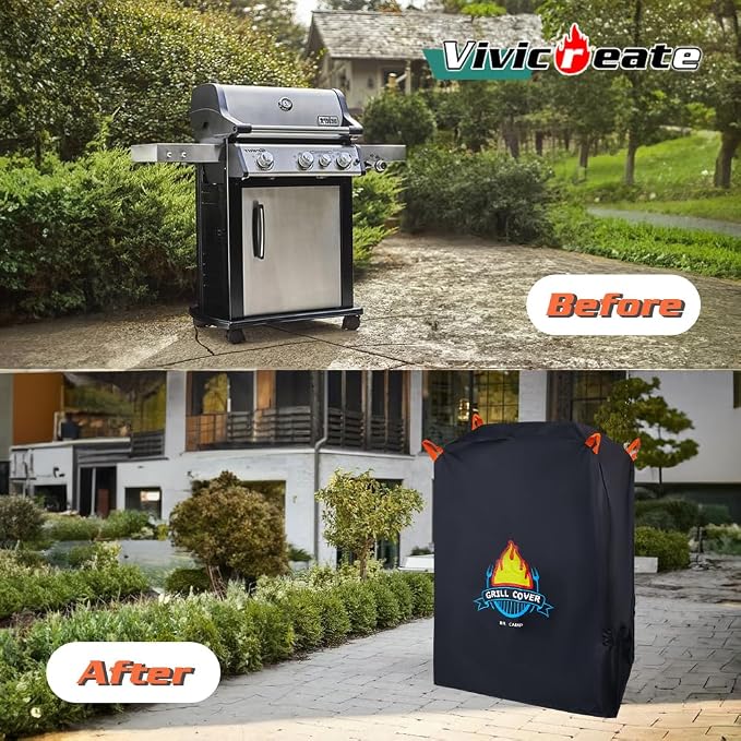 Vivicreate Waterproof BBQ Grill Cover 32 Inch Heavy Duty 420D Fabric Outdoor - Image 8