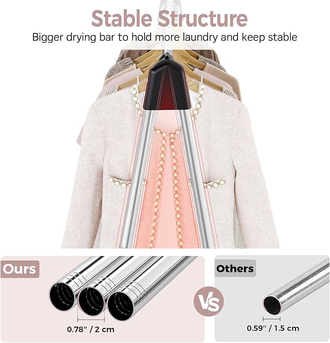 TOOLF Clothes Drying Rack Foldable, Laundry Drying Rack Stainless Steel - Image 4