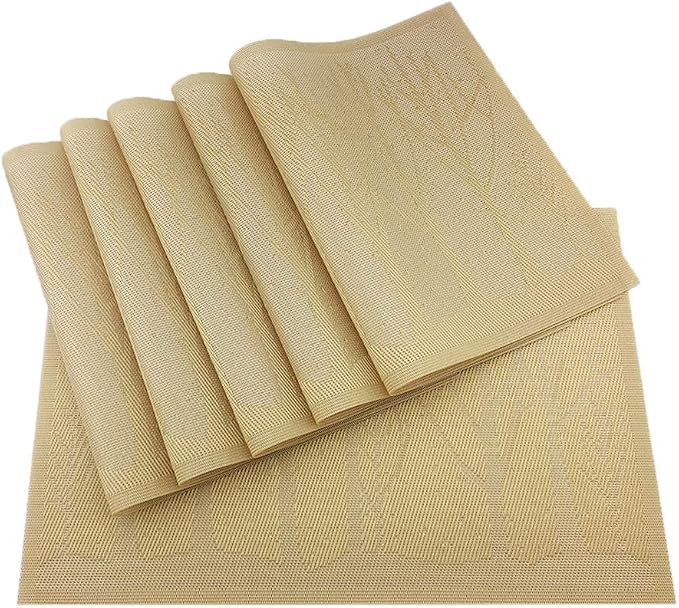 Gugrida Place Mats PVC Set of 6, Table Placemats Set of 6 PVC Washable Woven by Unknown