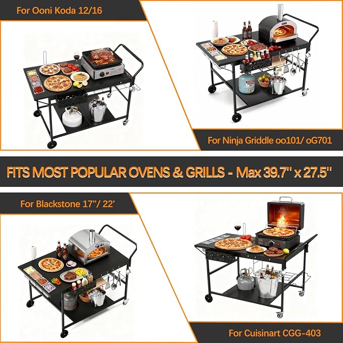Pizza Oven Table with Topping Station, Outdoor Pizza Oven Cart, Grill Cart Table - Image 5