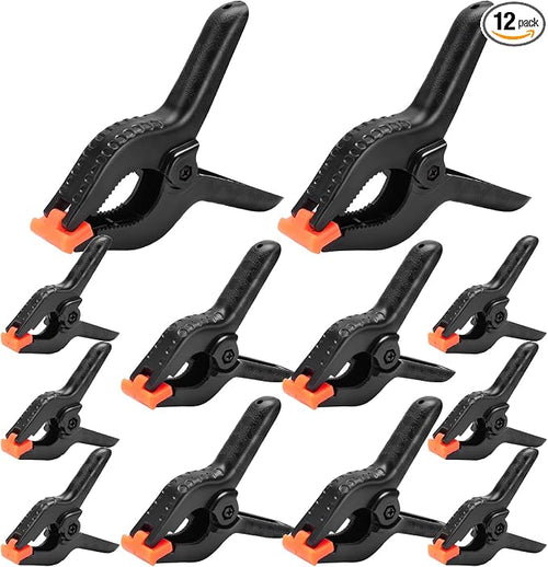 12 Pack Plastic Spring Clamps Set, 3 Sizes of Spring Clips 3.5 Inch, 4.5 Inch by Unknown