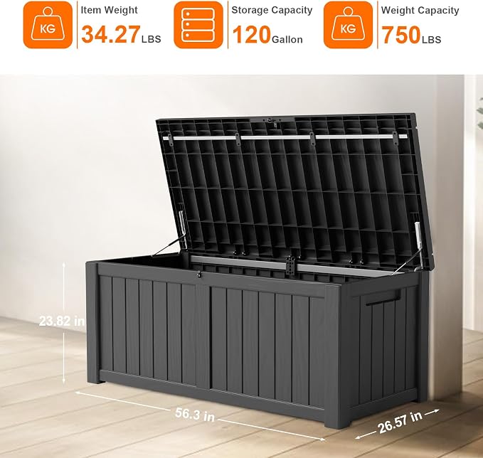120 Gallon Outdoor Storage Box – Resin Deck Box - Image 2