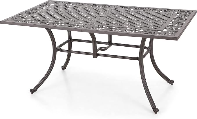 PHI VILLA Cast Aluminum Rectangular Patio Dining Tables by PHIVILLAThepioneerofcomfortablehouseholdsupplies