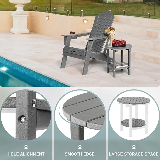 FUNBERRY Outdoor Adirondack Side Table, 2-Tier Patio End Tables, HDPE All - Image 6