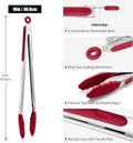 Stainless Steel Cooking Tongs, 17.2-Inch Red, 600°F Heat-Resistant Tips