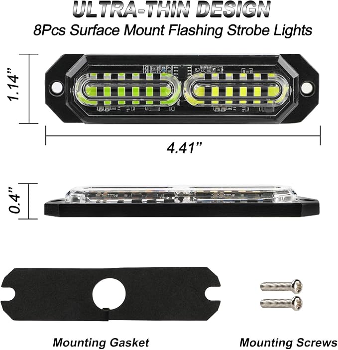 ASPL 8pcs Sync Feature Ultra Slim 12-LED Surface Mount Flashing Strobe Lights - Image 5