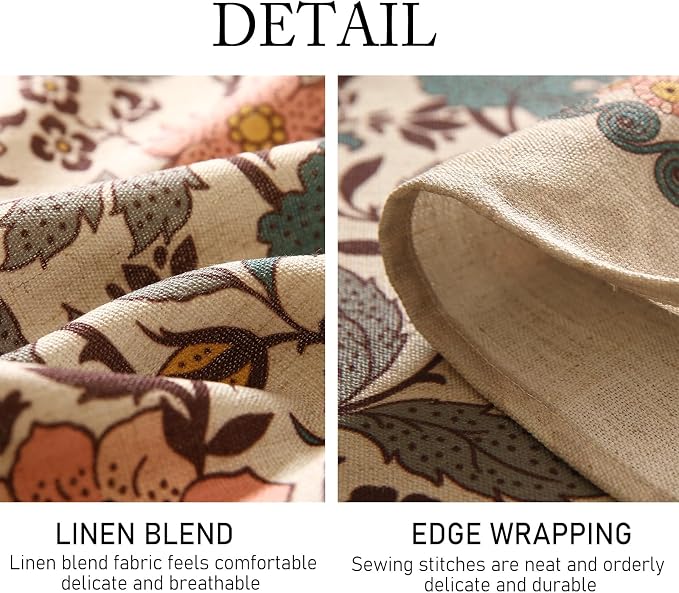ISAENNE Designer Boho Floral Small Square Tablecloth, Linen Lotus Flower - Image 6
