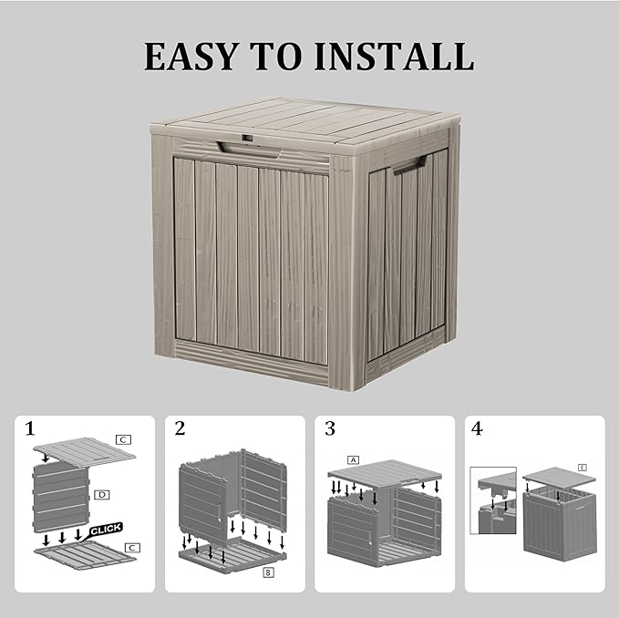 35 Gallon Resin Deck Box, Waterproof Outdoor Storage Box - Image 8