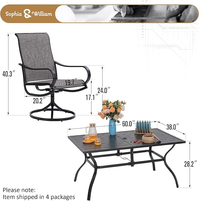 Sophia & William Outdoor Dining Set Patio Dining Set - Image 7