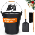 3.5 Gallon Ash Bucket with Lid and Shovel, Metal Fireplace Ash Bucket with Broom by WelcometoMinimalisthome