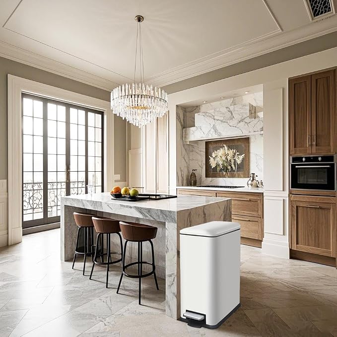 12 Gallon Slim Kitchen Trash Can, Rectangular Trash Can - Image 2