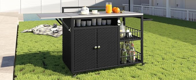 CHARMMA 63.5" Outdoor Kitchen Island, Kitchen Storage Island, Cooking Station - Image 4