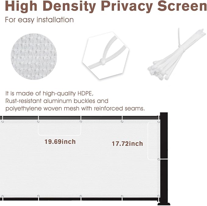 SUNNY GUARD 3FTx16FT White Balcony Privacy Screen Fence, Apartments Railing - Image 4