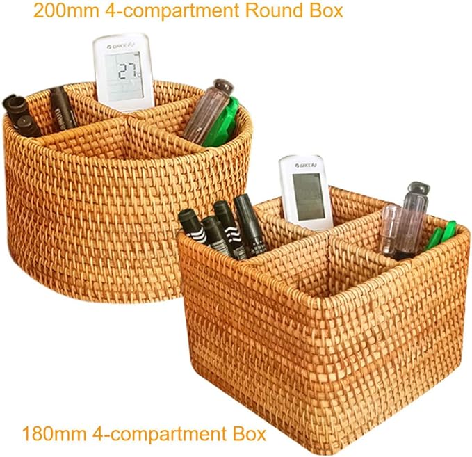 i-lan Natural Rattan 4 Compartments Storage Holder Cosmetics Organizer Utensil - Image 4