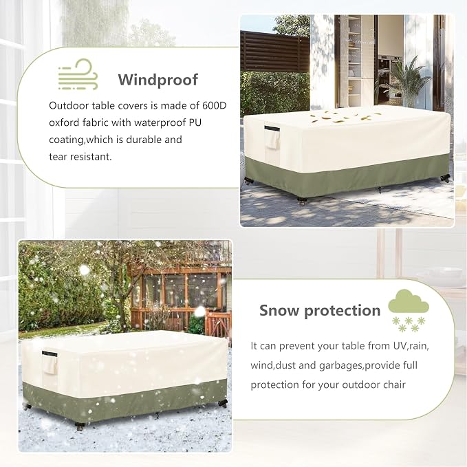 Outdoor Coffee Table Cover 42 W x 26 D x 16 H Inches, 600D Heavy Duty - Image 7