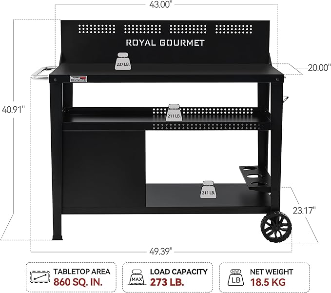 Royal Gourmet PC4401B 3-Tier Dining Cart - Image 3