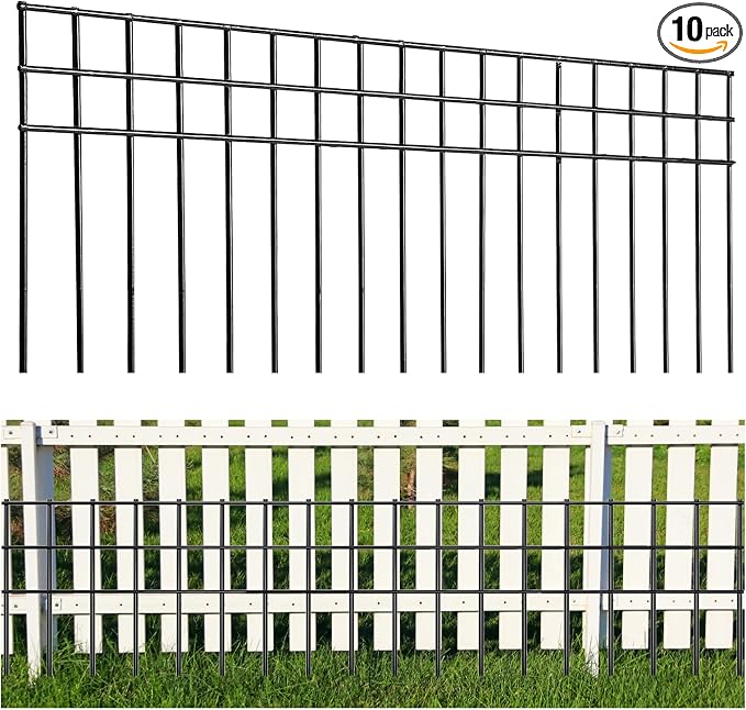 32x10-inch No Dig Animal Barrier Fence, 15 Pack Black Dig Protective Fence by TONGMO