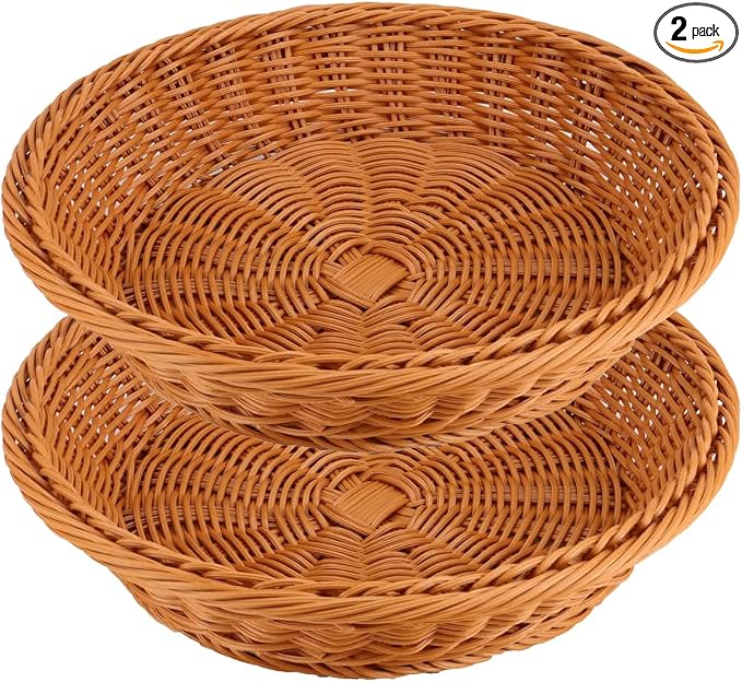 RT&BS 2pcs Round Wicker Bread Basket, Christmas Food Baskets, Eco-Friendly by RT%26BS