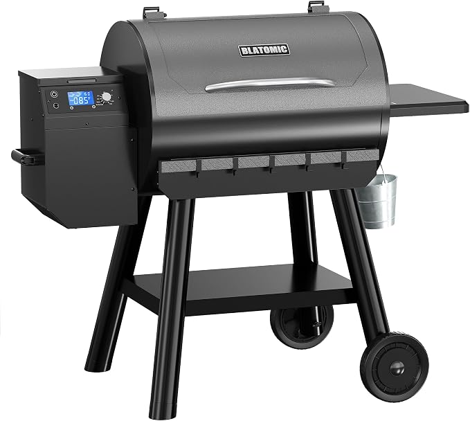 LCD Control Wood Pellet Smoker Grill, 700 SQ. IN Cook Area, Pellet Grill by Blatomic