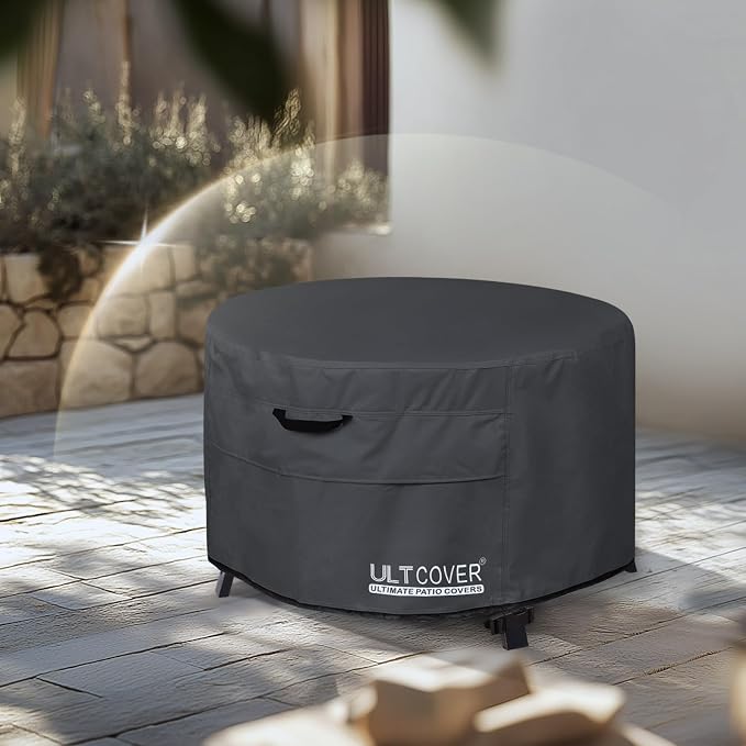 ULTCOVER Patio Fire Pit Table Cover Round 27 inch Outdoor Waterproof Fire Bowl - Image 8