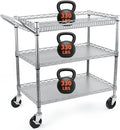Heavy Duty Utility Cart, 990Lbs Capacity 3 Tier Rolling Carts by BolDuckDirect