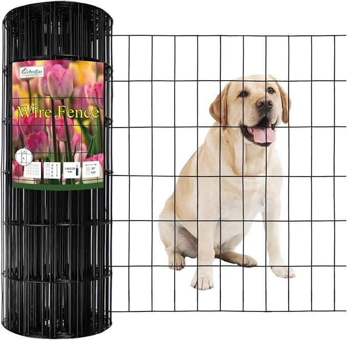 Black PVC Coated Welded Wire Fence 24 Inch x 50 Foot, 2 Inch x 4 Inch 14GA by FOREHOGARGARDEN%EF%BC%86HOME